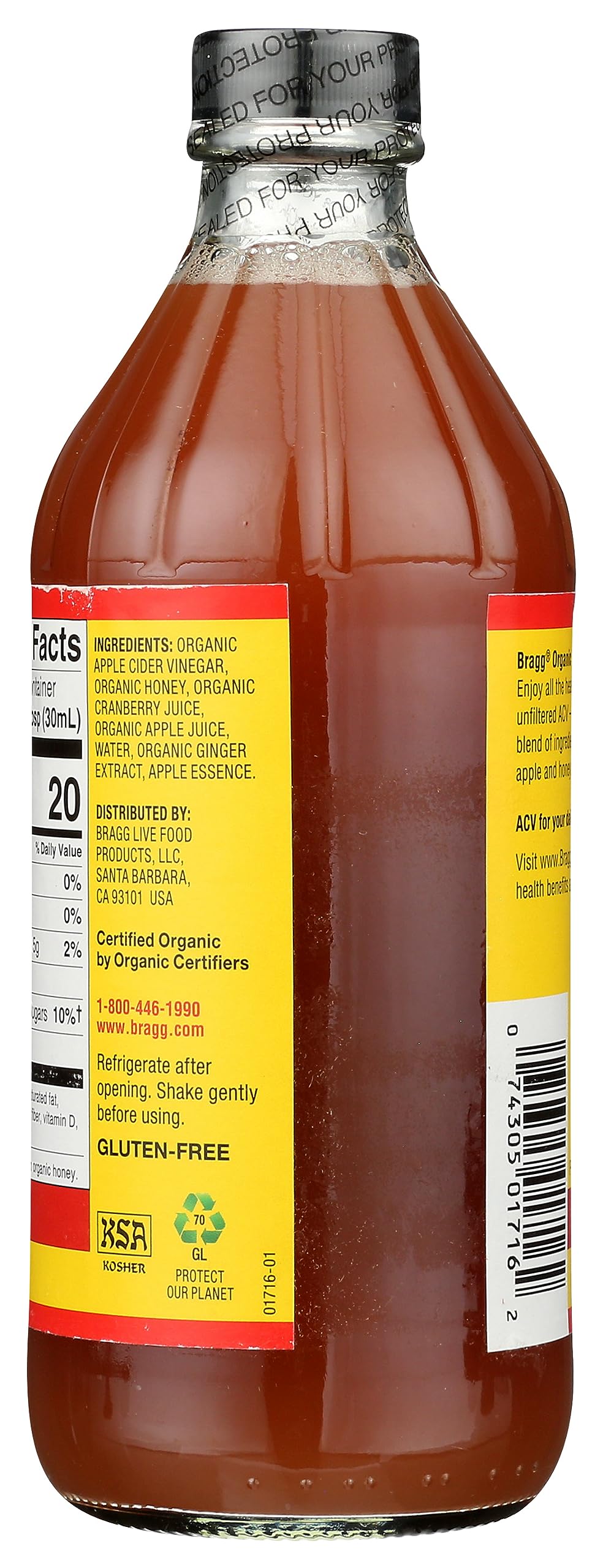 Bragg Organic Apple Cider Vinegar Cranberry Apple Blend With The Mother - 16 Fl Oz - Raw And Unfiltered