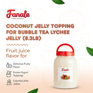 Fanale Coconut Jelly Topping - Lychee Jelly for Bubble Tea, Smoothies & Desserts - 8.3 lb (Pack of 4)