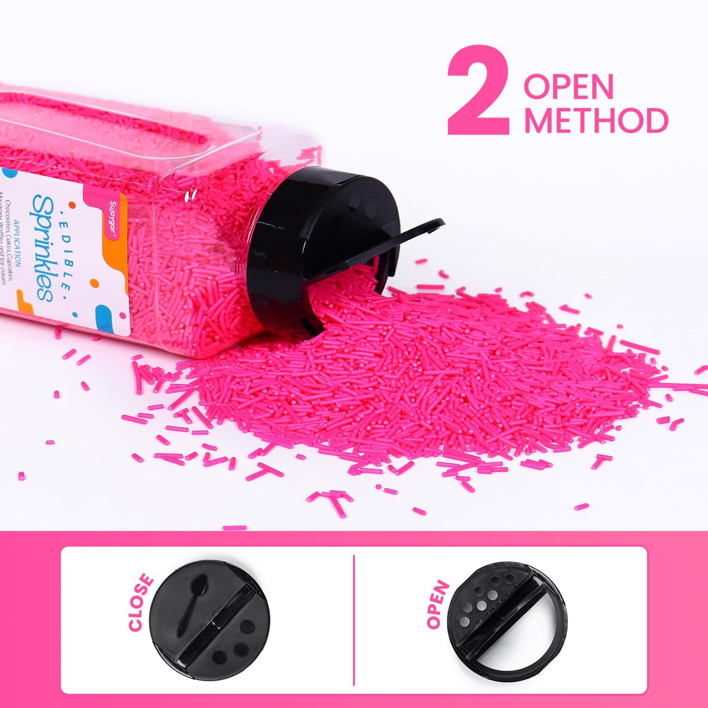 Sujoygar Pink Sprinkles Bulk, Pink Jimmies Sprinkles For Cake Decorating, 1.54 Lb Valentine'S Cake Sprinkles, Cupcake, Chocolate