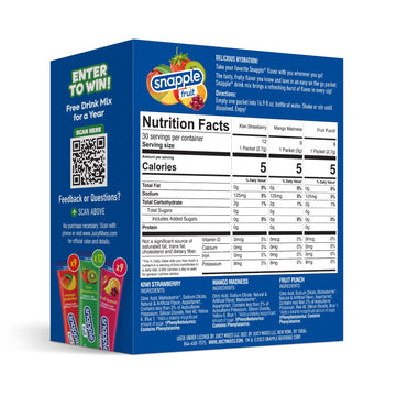 Snapple Powder Drink Mix Variety Pack - 30 Powder Sticks | Assorted Flavors, Zero Sugar | On-the-Go Hydration for Refreshing Bev