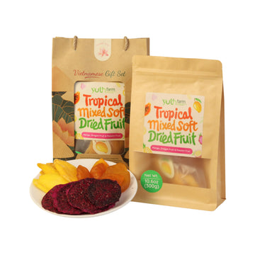 Yuth Farm Natural Soft Dried Fruit Gift Set 300g (10.6 Oz) (Tropical Mixed (Mango, Dragon fruit, Passion fruit))