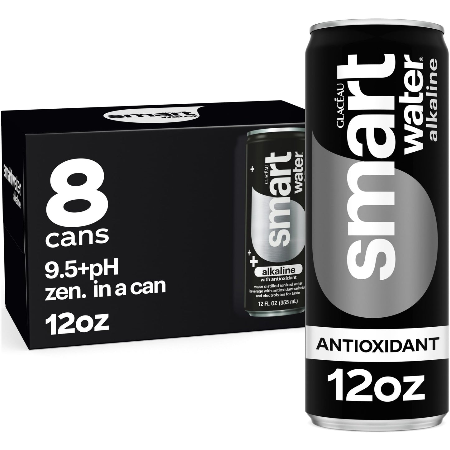 Smartwater Alkaline + Antioxidant Aluminum Can 12oz 8pk
