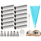 Non-stick Cream Cannoli Tubes, FantasyDay 21 Pcs Stainless Steel Baking Cones Pastry Roll Horn Croissant Mold Cannoli Shells wit