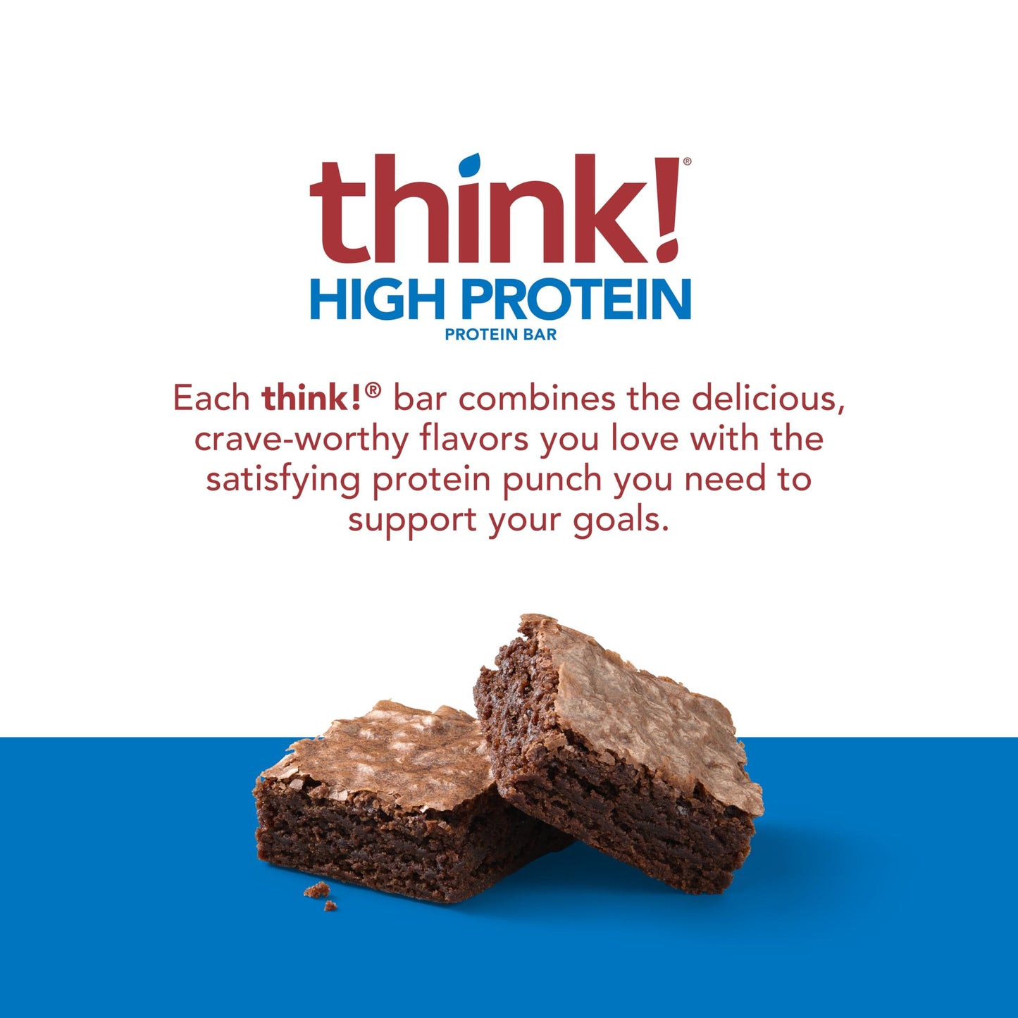 think! Protein Bars, High Protein Snacks, Gluten Free, Kosher Friendly, Brownie Crunch, Nutrition Bars, 2.1 Oz per Bar, 12 Count