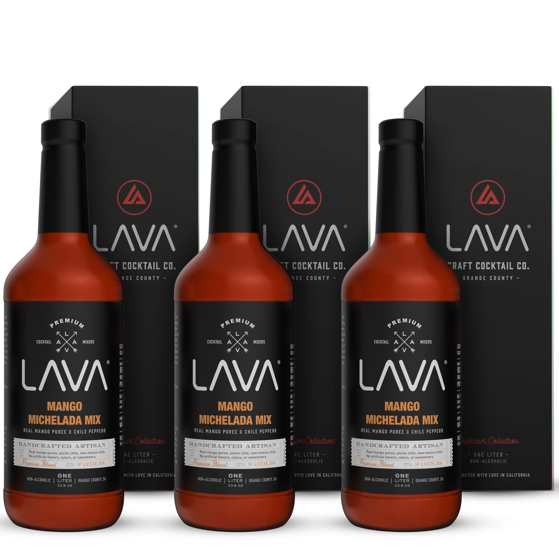 LAVA Mango Michelada Mix, Vegan, 33.8 fl oz (Pack of 3), Made with Real Mango Puree and Ancho Chile Peppers
