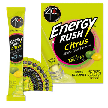 4C Powder Energy Rush Stix, Energy Rush - Citrus 350 Count, Bulk Buy, Singles Stix, On The Go, Refreshing Water Flavorings, Value Pack