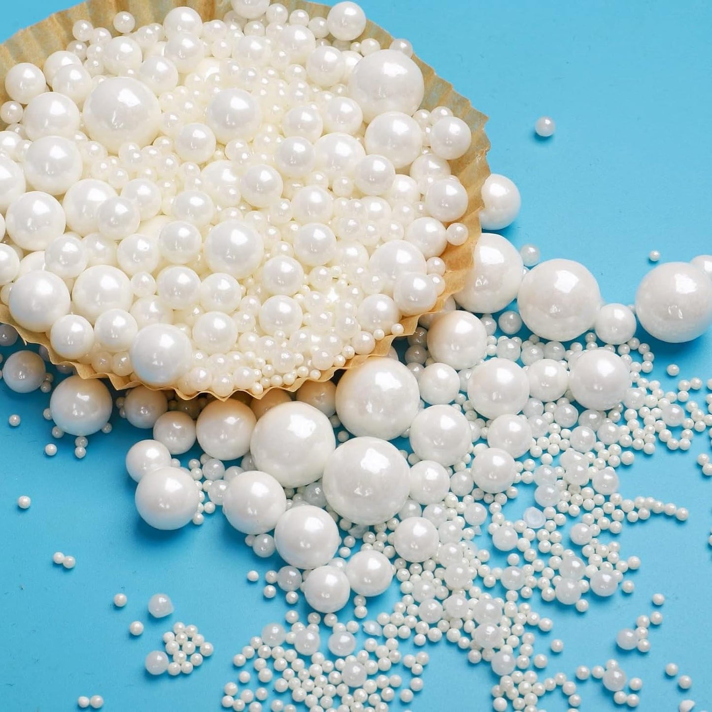 Sentovac Edible White Pearl Sugar Sprinkles For Cake Decorating | Edible Cake Cupcake Topper Decorations | 1 Bottle 4.23Oz/ 120G White Pearl Sprinkles Valentines Supplies
