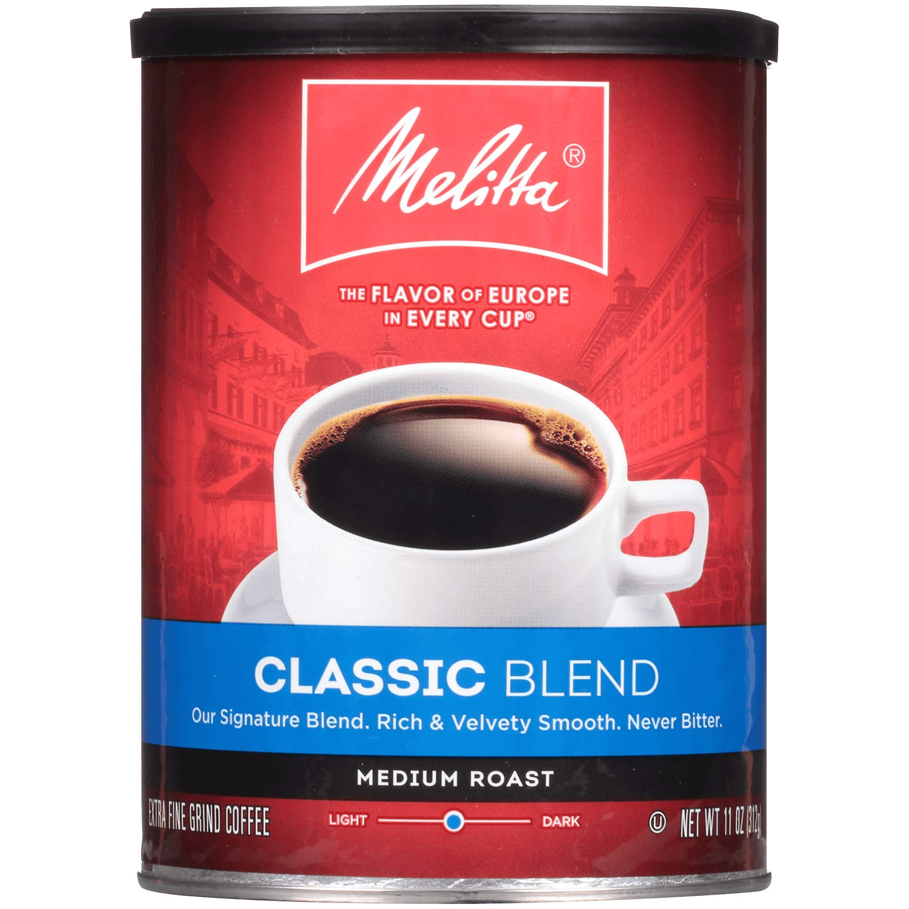 Melitta Classic Blend Coffee, Medium Roast, Extra Fine Grind, 11 Ounce Can, Pack of 6