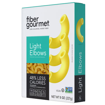 Fiber Gourmet Pasta - Light Elbow Pasta - Low Net Carb  Fiber-Rich  Low Calorie  Healthy Pasta - Made in Italy  Kosher  Vegan  Non-GMO - 8 Oz  Pack of 6