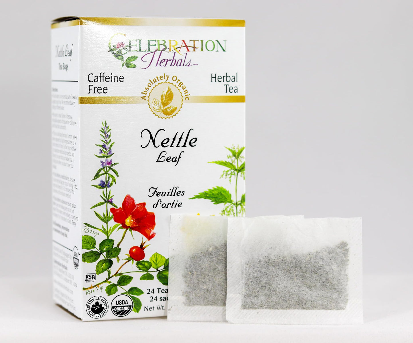 Celebration Herbals Organic Nettle Leaf Tea, Caffeine Free, 24 Herbal Tea Bags, 24 Count