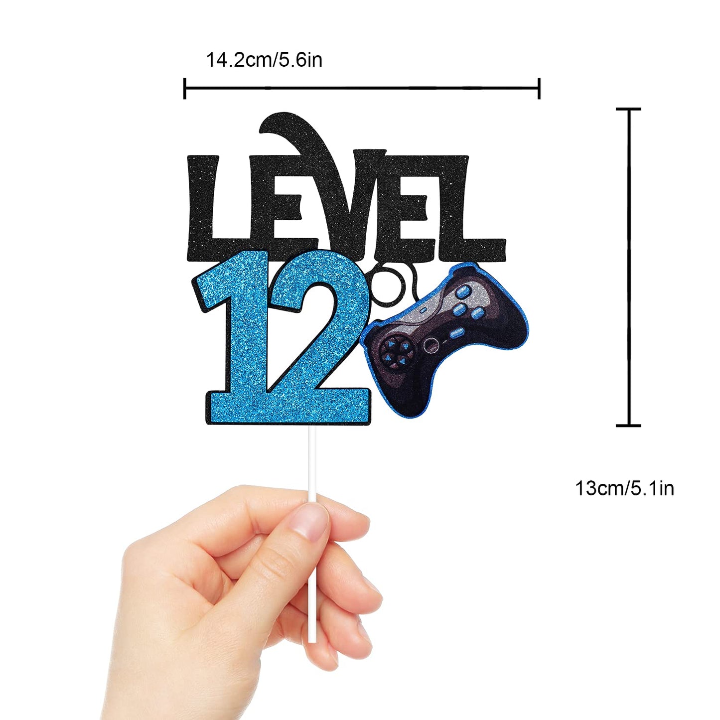 Level 12 Game Birthday Cake Topper - Video Game Boys 12Th Birthday Level Up Party Blue Cake Supplies - Game On Winner Gaming Party Decorations