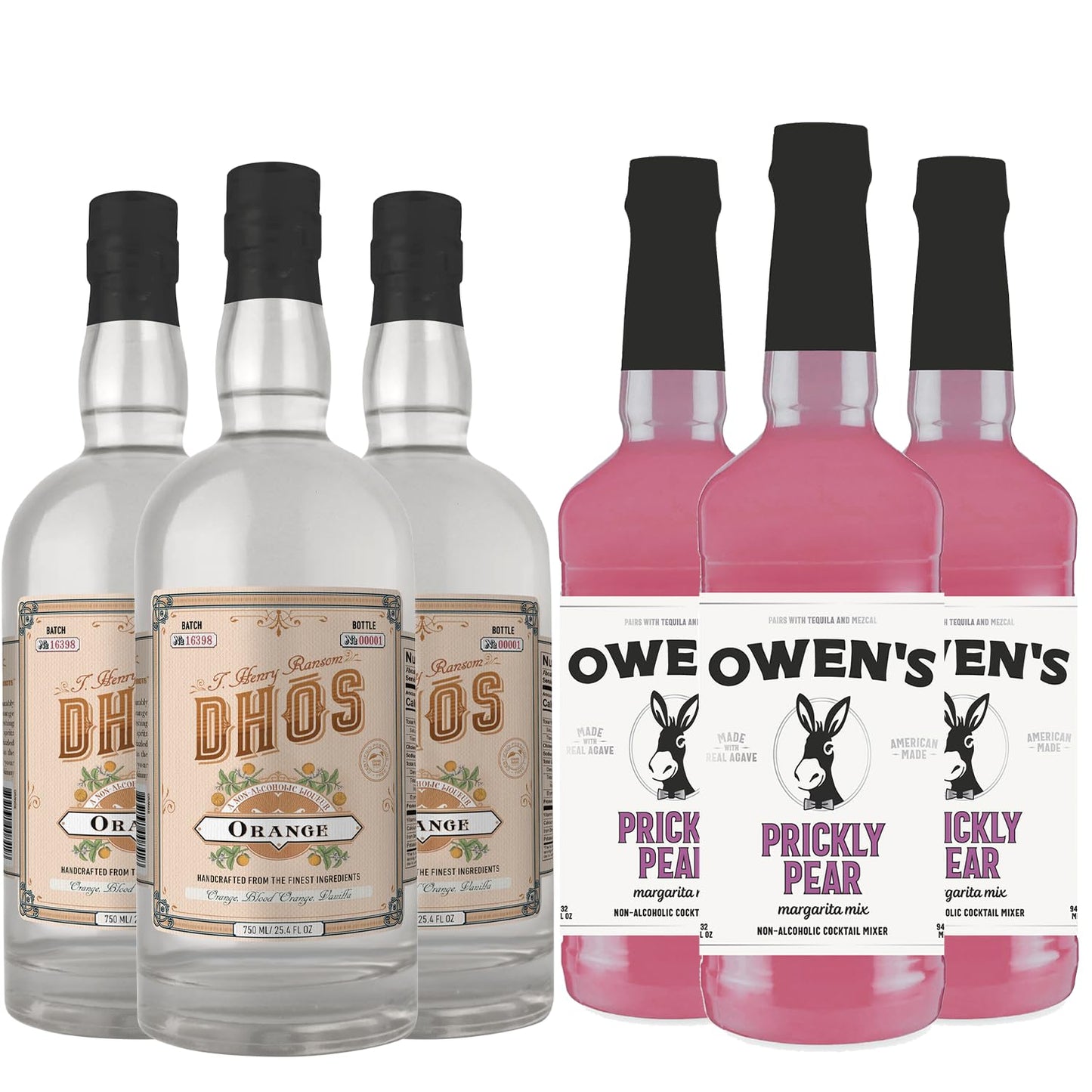 ChromaCast Dhos Handcrafted Non-Alcoholic Orange & Prickly Pear Mixers 3 Pack - Keto-Friendly, Zero Sugar, Zero Calories