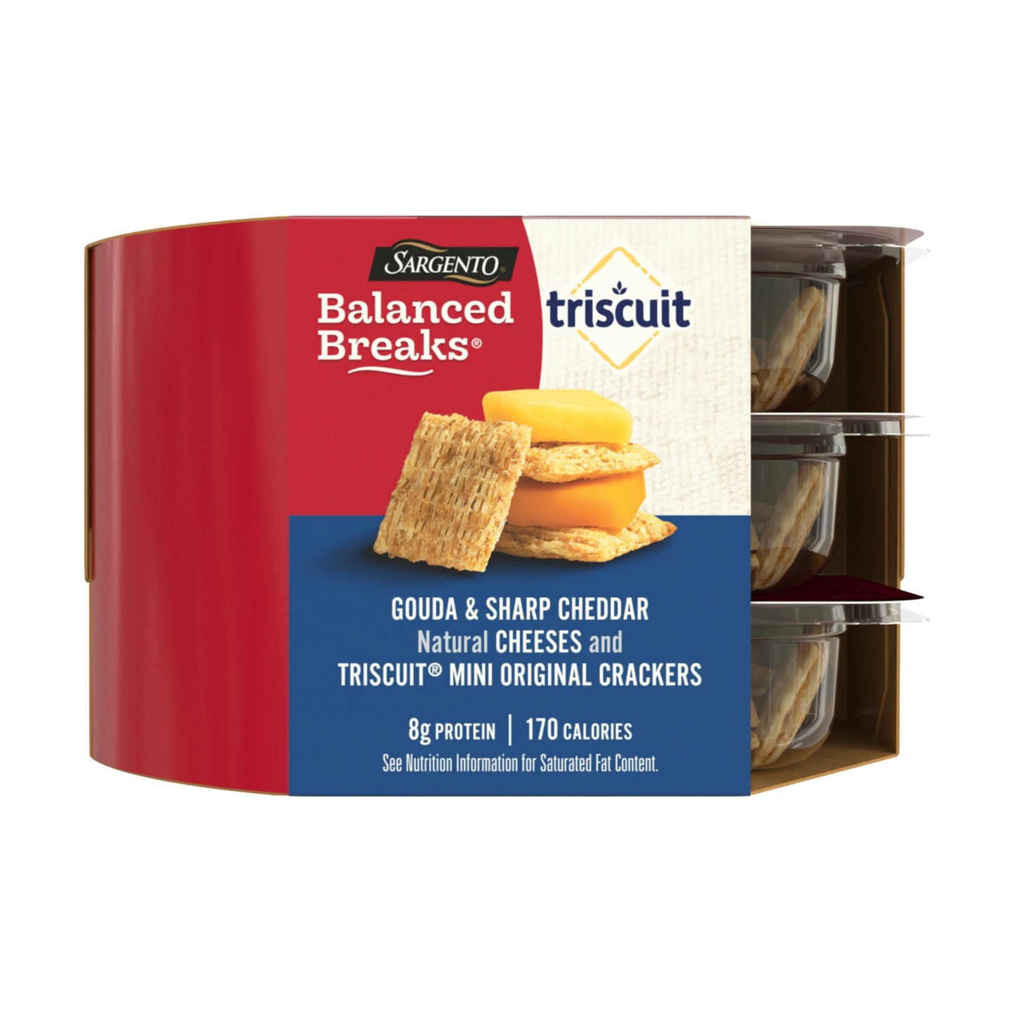 Sargento Balanced Breaks Cheese & Crackers, Natural Gouda & Sharp Cheddar Cheeses and TRISCUIT Mini Original Crackers Snack Kit,
