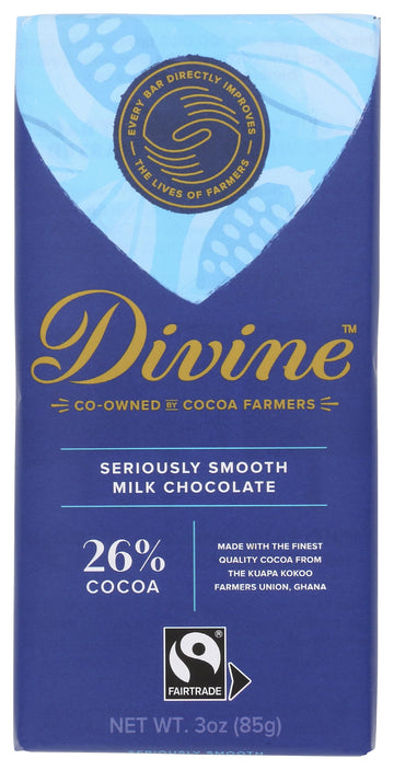 Divine Chocolate Chocolate, Seriously Smooth Milk Chocolate, 3 Oz