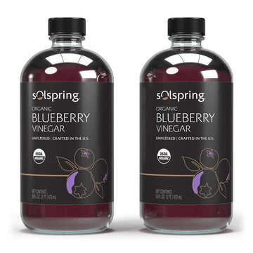 Dr. Mercola Solspring Organic Blueberry Vinegar, 2 Bottle (16 Fl. Oz.), Tart, Full-Bodied Flavor, Non Gmo, Soy Free, Gluten Free, Usda Organic