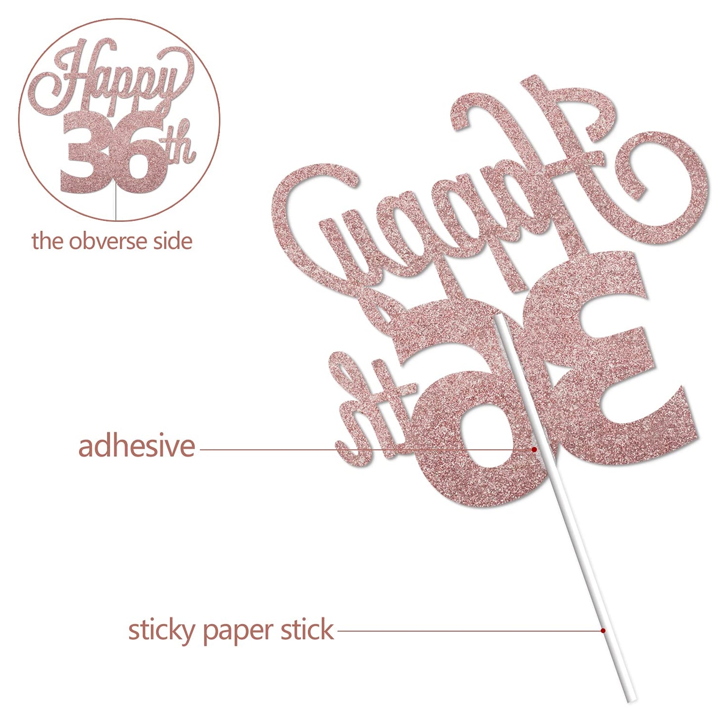 Lingteer Happy 36Th Birthday Cake Topper - Cheers To 36Th Birthday 36 Years Old Birthday Party Cake Decorations Sign.