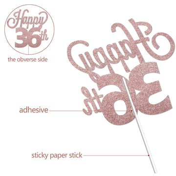 Lingteer Happy 36Th Birthday Cake Topper - Cheers To 36Th Birthday 36 Years Old Birthday Party Cake Decorations Sign.