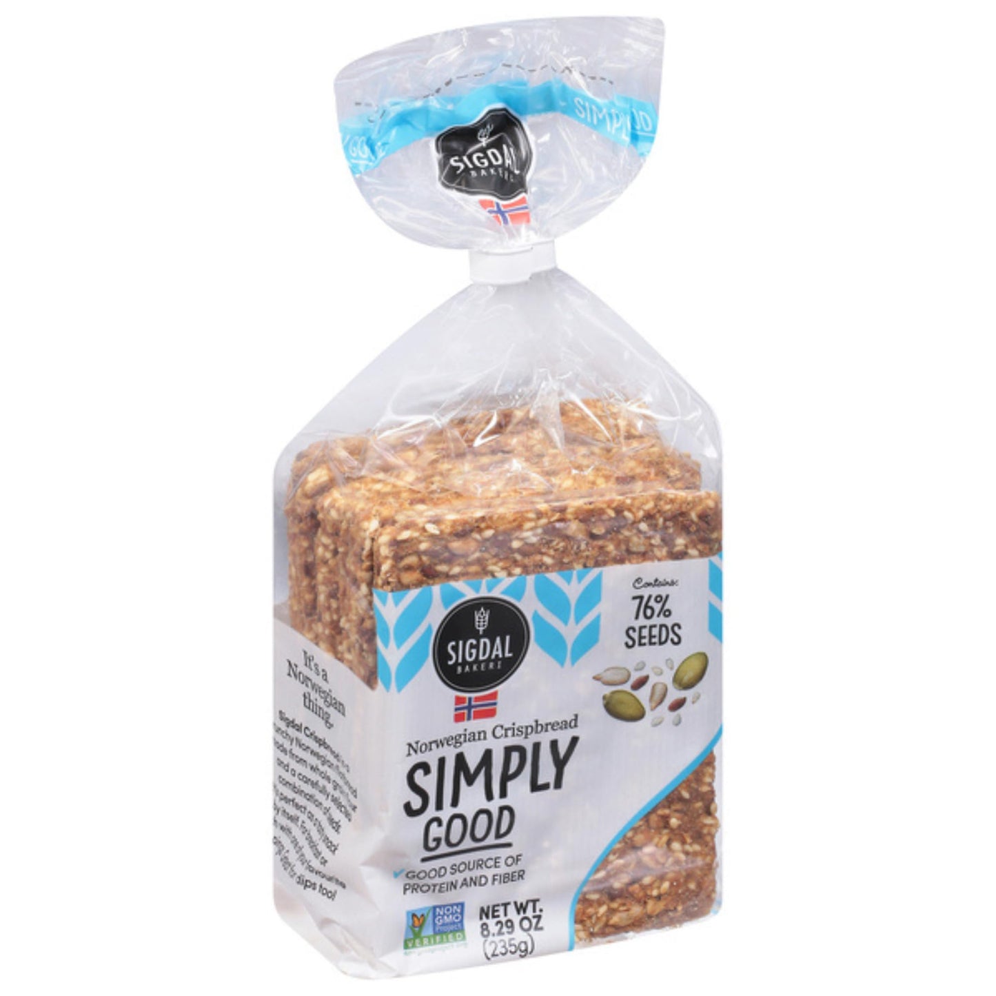 Sigdal Bakeri Simply Good Norwegian Crispbread | Good Source Of Protein & Fiber | Non Gmo | Contains 76% Seeds | 8.29 Oz (235G)