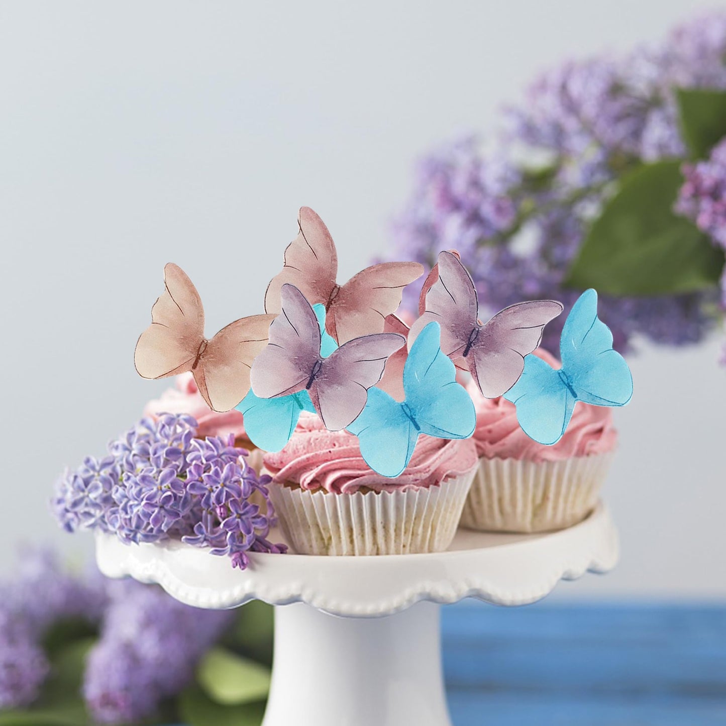 48Pcs Edible Butterfly Cupcake Toppers - Edible Wafer Paper Butterfly Cake Decorations For Baby Shower, Birthday, Wedding Partie