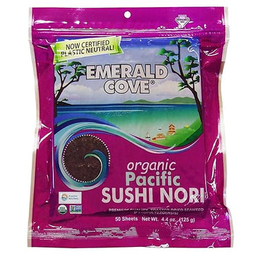 Emerald Cove Organic Pacific Sushi Nori (Dried Seaweed), 50 Count