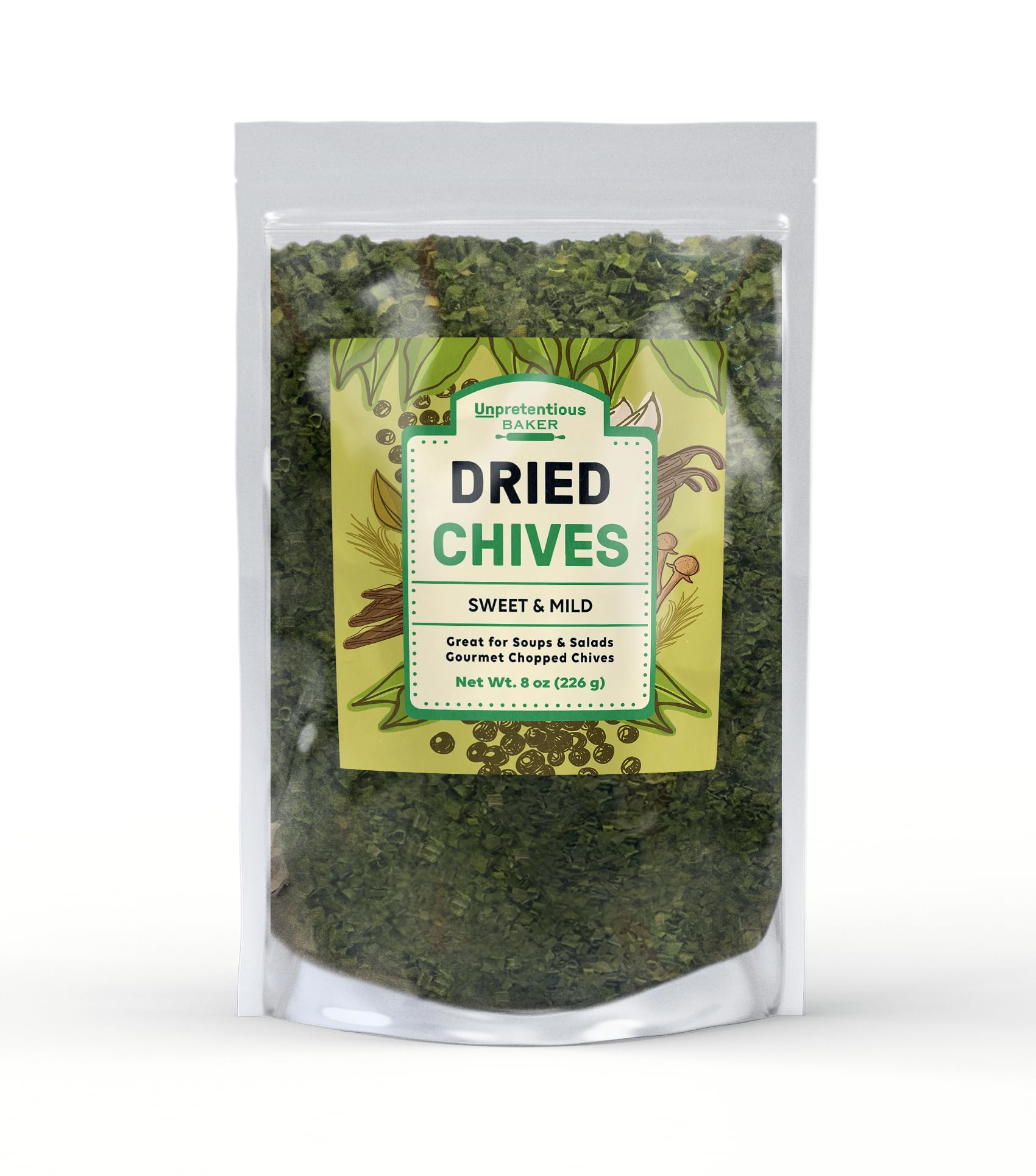 Unpretentious Dried Chives (8Oz) Thin & Delicate, Gourmet Chopped Chives, Great Topping For Soups & Salads