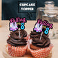 18Pcs Black Glitter Pink Roller Skates Dessert Cupcake Topper 80S 90S Retro Hip Hop Roller Skating Rolling Into 8 Theme Decor Su