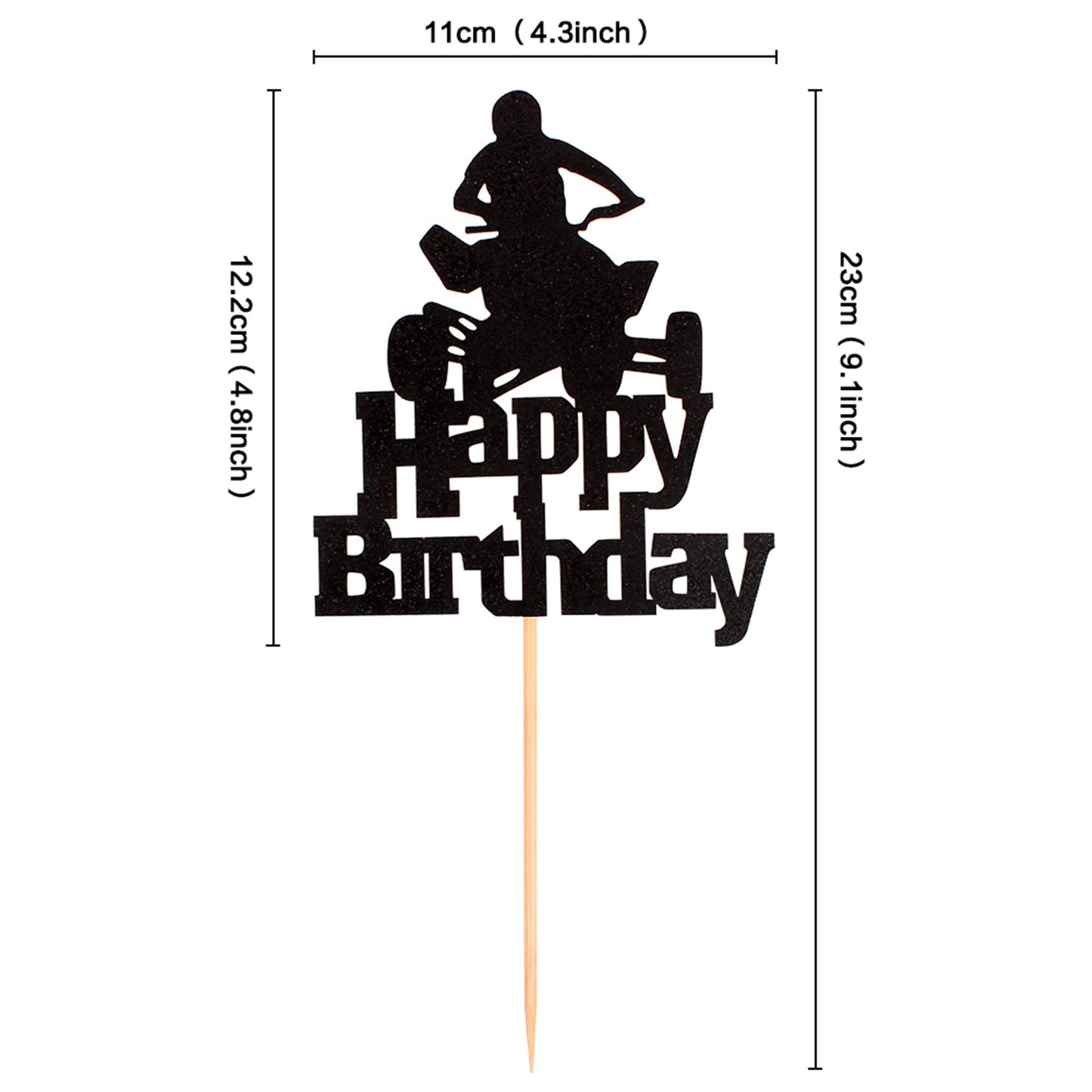 Unimall Unimall Pack Of 25Pcs Happy Birthday Motorcycle Cake Topper Atv Cupcake Topper, Black Flash Motorcycle Sport Theme Birth