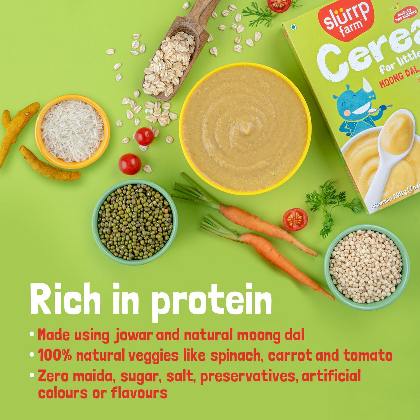 Slurrp Farm Instant Moong Dal Khichdi For Little Ones | No Sugar | No Salt | No Milk | Healthy Cereals For Kids With Real Vegeta
