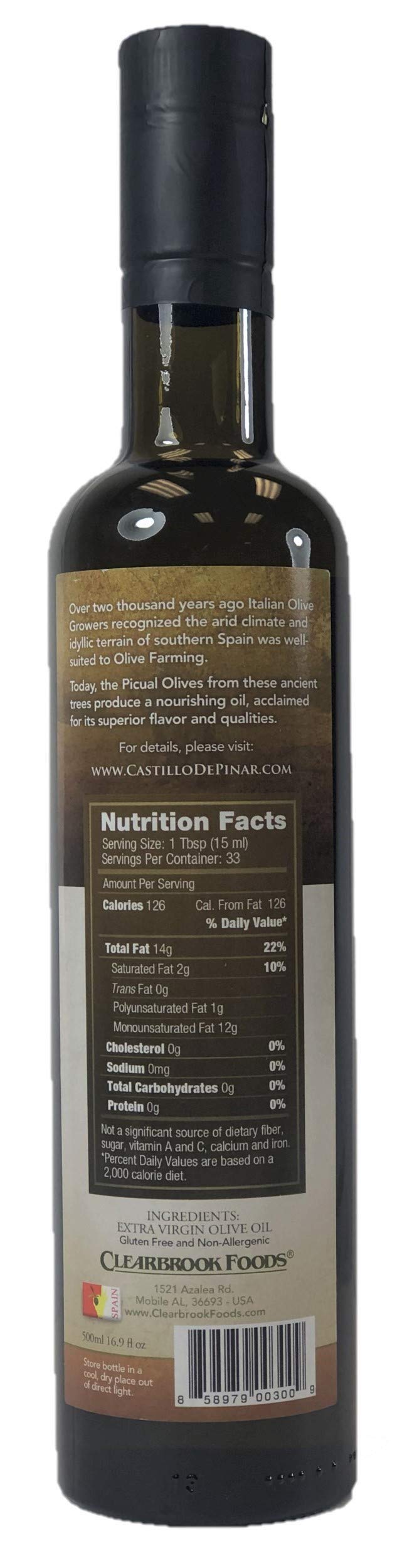 Castillo De Pinar First Cold Pressed Extra Virgin Olive Oil Picual Single-Variety 500Ml Less Than 02% Acidity, Gluten Free Non G