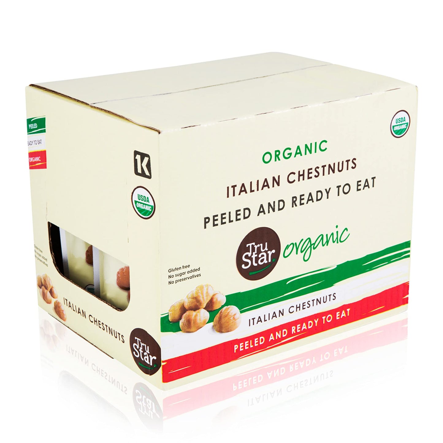 Trustar Organic Italian Chestnuts, Peeled, Ready-To-Eat, 3.5Oz Pouch (Pack Of 12)