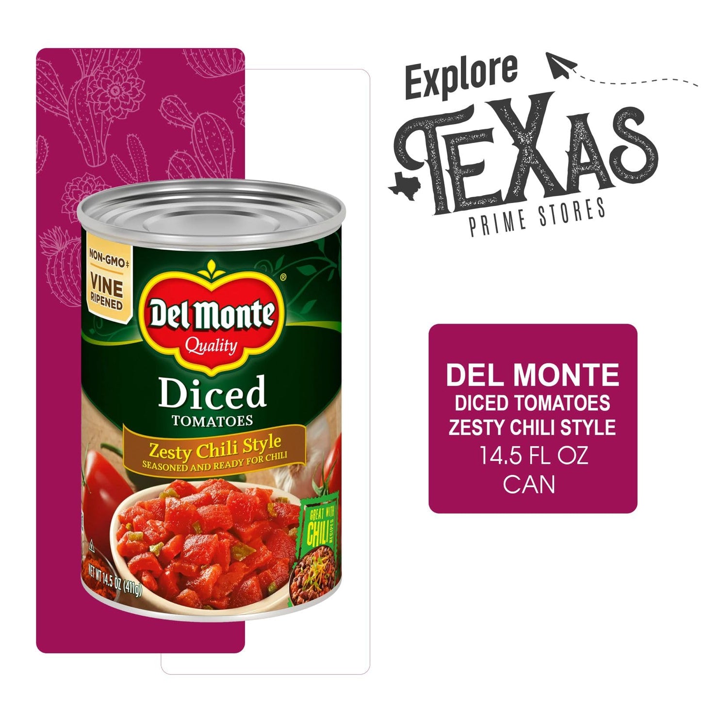 Del Monte - Lavinia Essentials Bundle: Tomatoes 12- Pack Of Diced Zesty Chili Style Canned Vegetables 14.5 Oz Can + 1 Utility Pr
