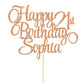 EDSG Happy Birthday Cake Topper Personalized Double-Sided Glitter 11 Colors Rose Gold
