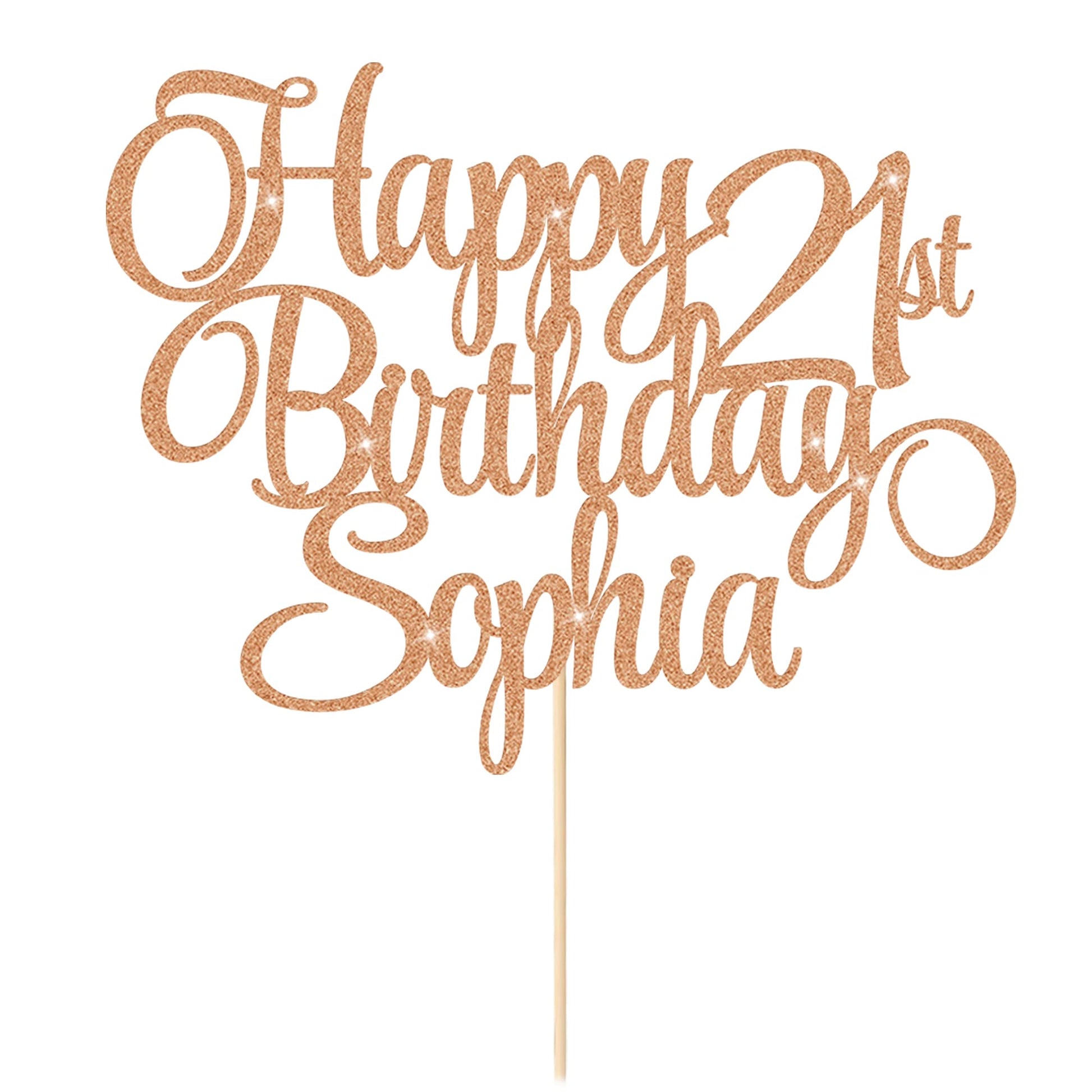 EDSG Happy Birthday Cake Topper Personalized Double-Sided Glitter 11 Colors Rose Gold