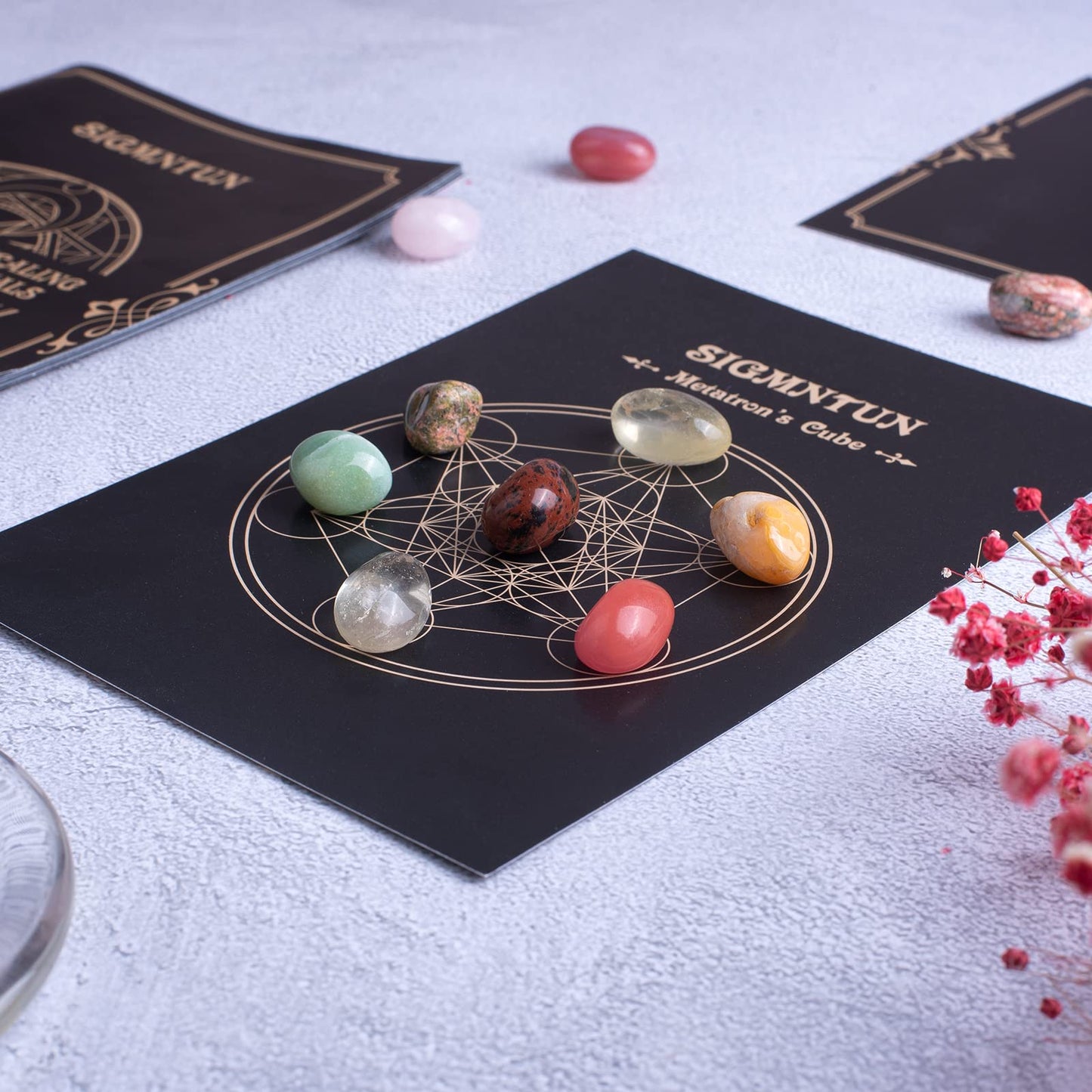 Sigmntun Polished Stone Set - 72 Pcs Handpicked Natural Tumbled Stones And Crystals Bulk For Healing, Reiki, Meditation, Witchcr