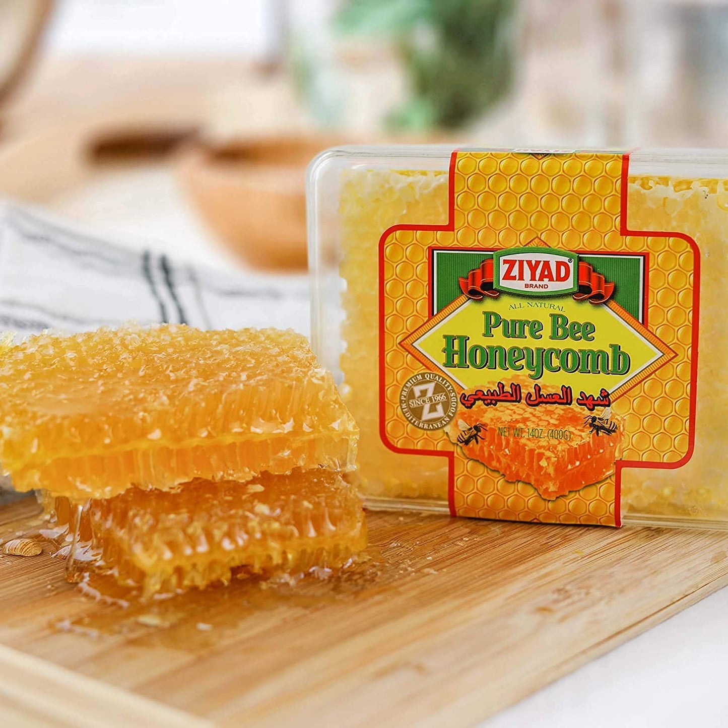 Ziyad Raw All-Natural Honeycomb, 100% Pure Unfiltered Honey, 14 oz Pack of 4