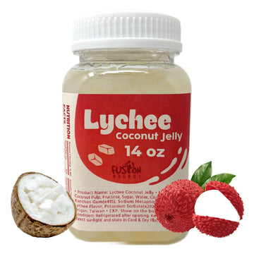 Fusion Select Lychee Jelly Coconut Jelly With Fruit Flavored For Bubble Tea, Yogurt, Ice Cream, Beverage, Fruit Tea, And Snow Fl