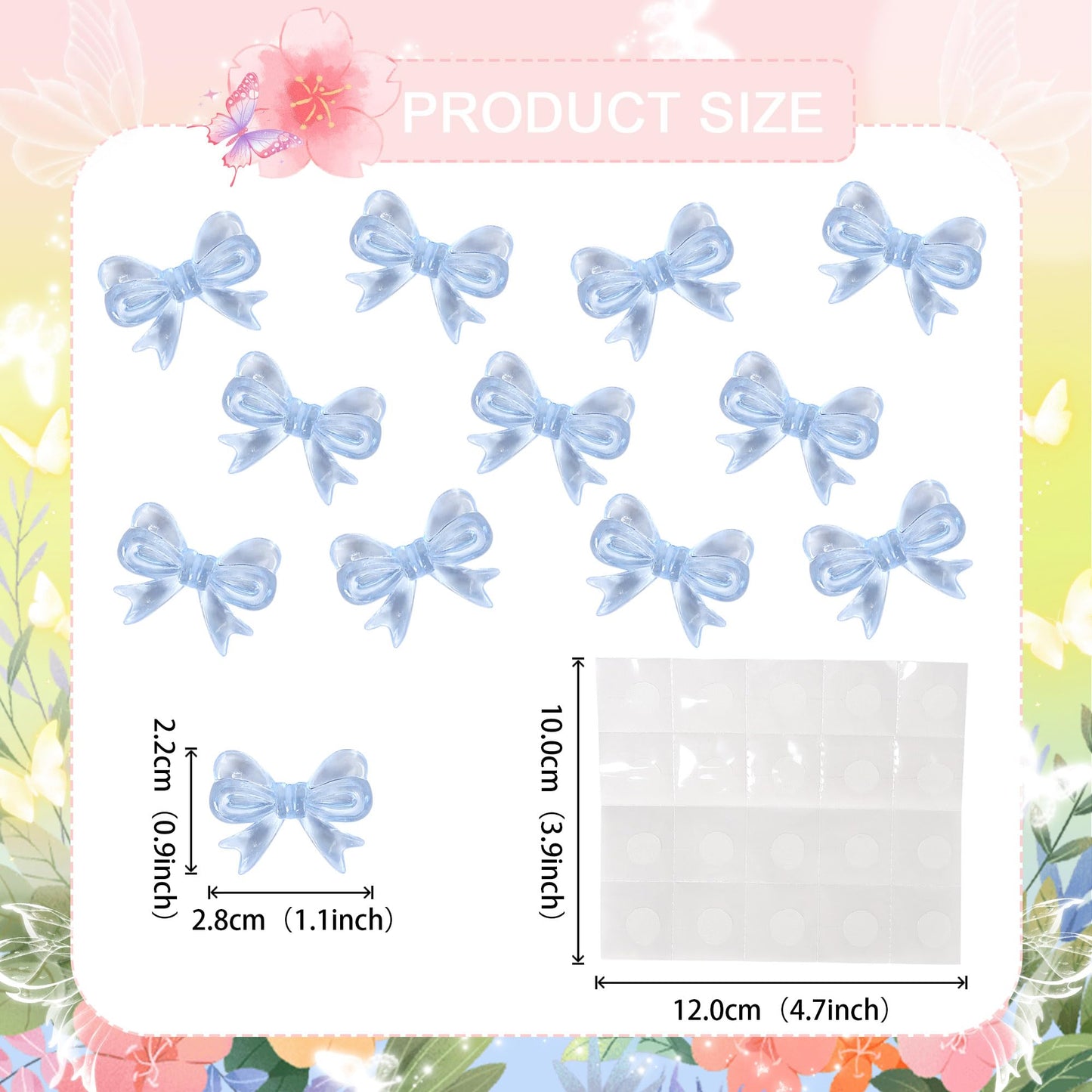 YCTHUNFISH 30 Pack Pink Bow Cupcake Toppers Paper Bowknot for Birthday Party, Wedding, Bridal Shower, Blue