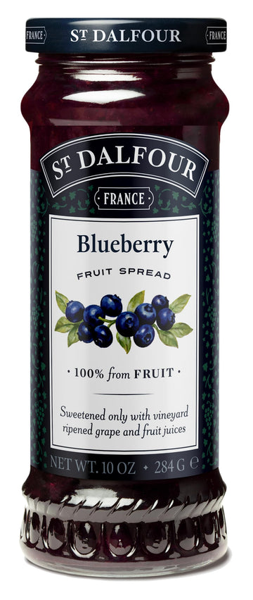 St Dalfour Blueberry Fruit Spread 284 g | No Added Sugar | 100% from Fruit | No Added Preservatives, Colours, Flavors or Sweeten