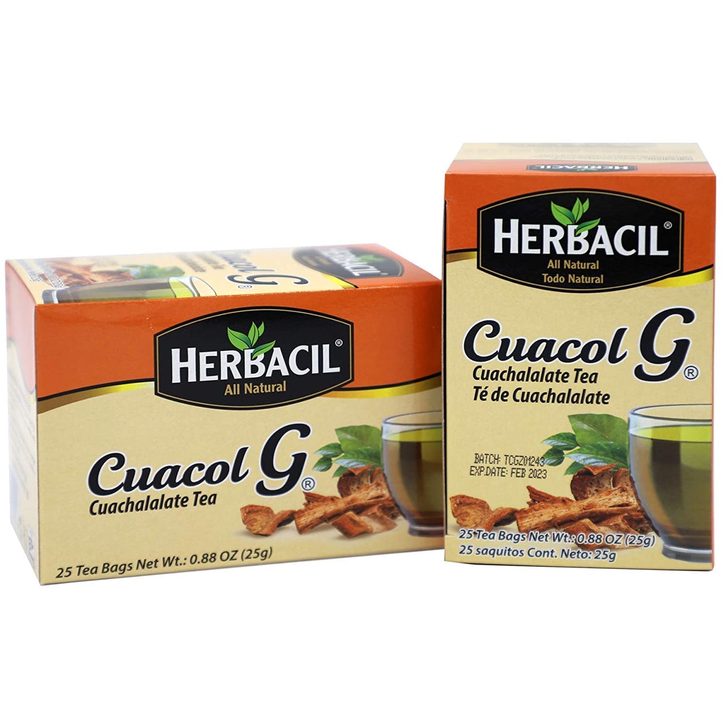Herbacil Te De Cuachalalate, 2-Pack Of 25 Tea Bags Per Box (50 Bags)