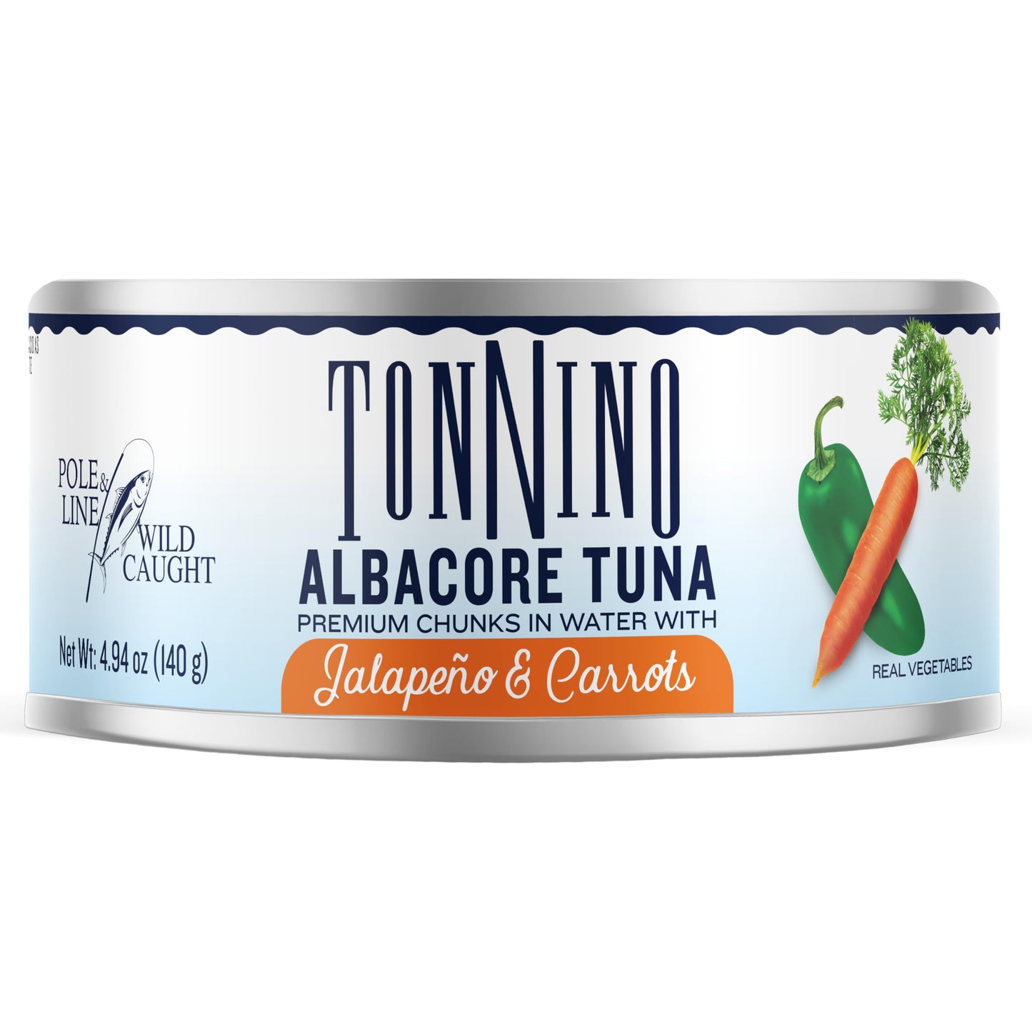 Tonnino Tuna Fish Albacore - Premium Chunk In Water With Jalapeo & Carrots - Pack Of 12 - Alternative To Salmon - Protein Snacks