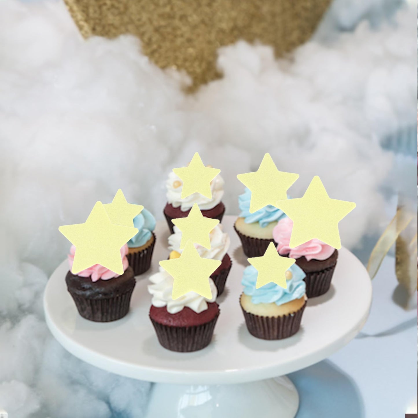 60 Pcs Edible Star Cupcake Toppers Edible Stars For Cake Decorating Twinkle Star Cupcake Picks For Wedding Engagement Bridal Sho