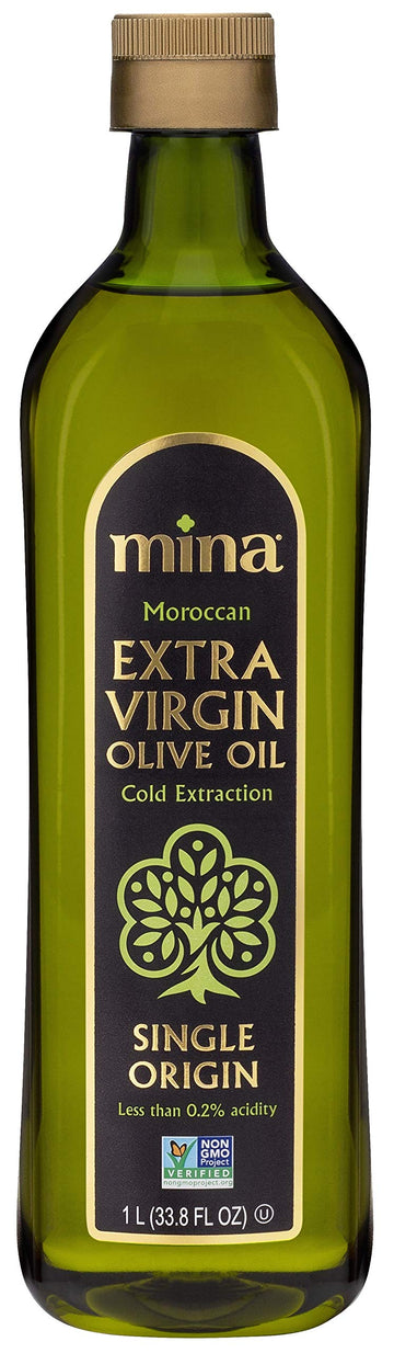 Mina Olive Oil Extra Virgin 33.8 Fl Oz, New Harvest, Polyphenol Rich Olive Oil for Cooking, Moroccan Extra Virgin Olive Oil, Sin