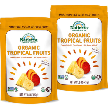 Natierra Organic Freeze-Dried Tropical Fruits | Non-GMO & Vegan | 1.5 Ounce (Pack of 2)