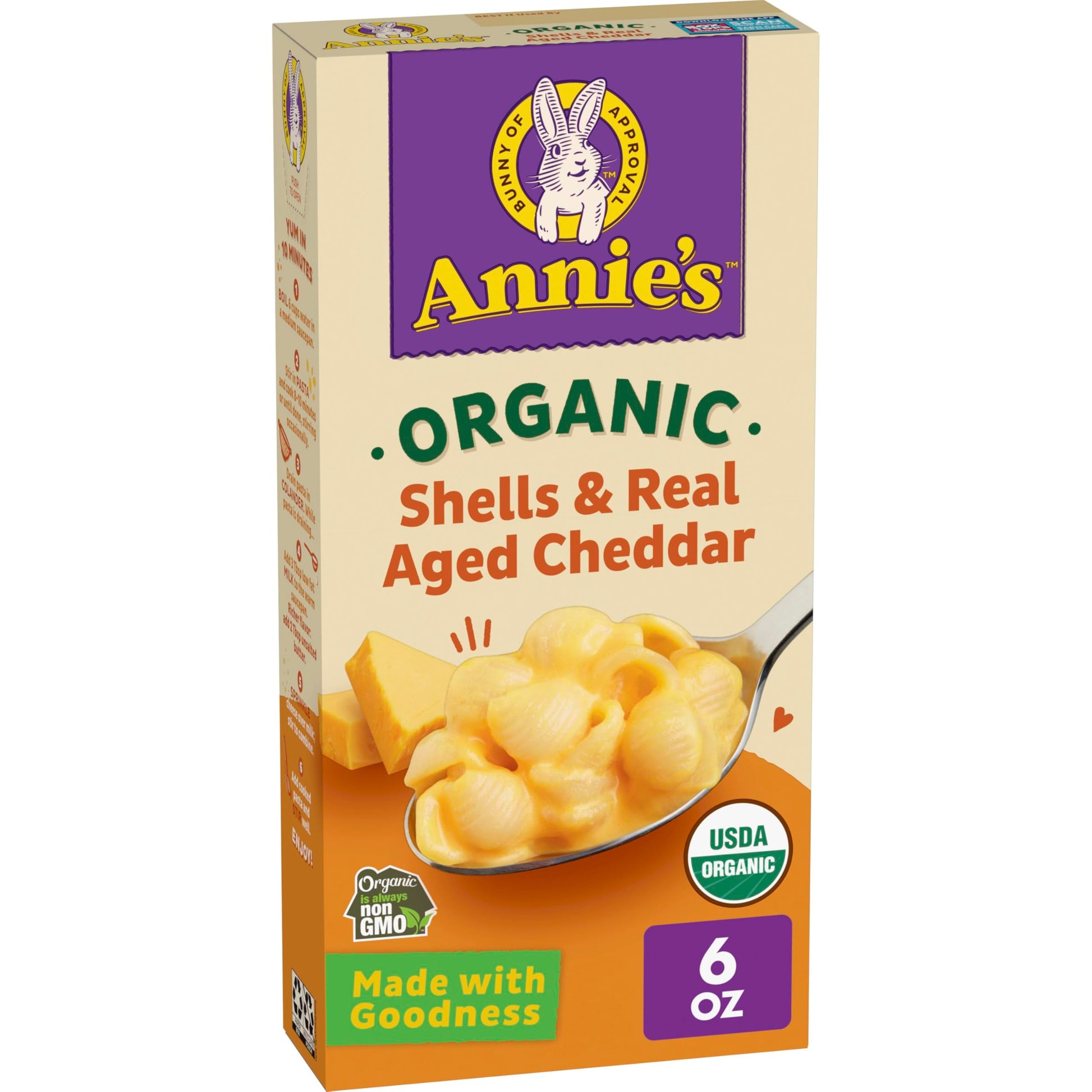 Annies Homegrown Organic Mac and Cheese Dinner, Real Aged Cheddar, 6 Ounce