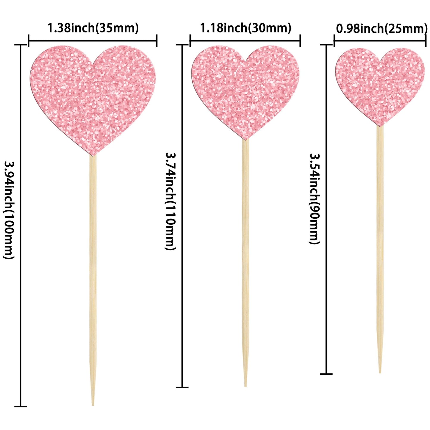 Gyufise 30Pcs Heart Cupcake Toppers Glitter Sweet Love Cupcake Picks Valentine'S Day Cake Decorations For Wedding Engagement Bri