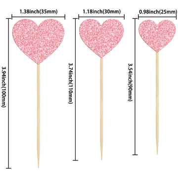 Gyufise 30Pcs Heart Cupcake Toppers Glitter Sweet Love Cupcake Picks Valentine'S Day Cake Decorations For Wedding Engagement Bri