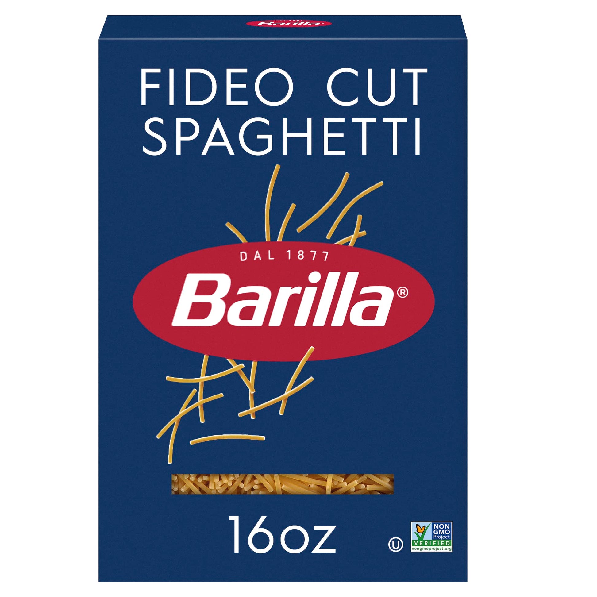 Barilla Fideo Cut Spaghetti Pasta, 16 oz. Box - Non-GMO, Made with Durum Wheat Semolina - Kosher Certified