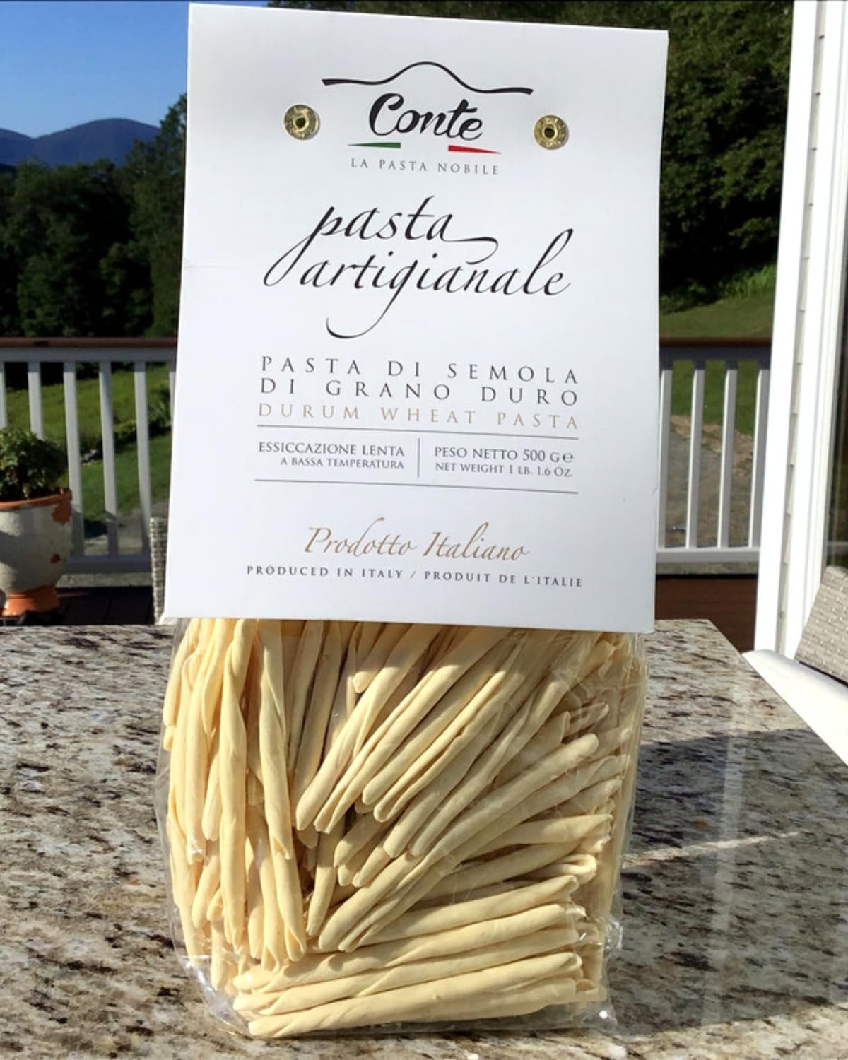 Conte Maccheroni Calabrese Pasta - Artisanal Durum Wheat Blend, 500g (17.6 oz) - Imported from Italy, High Protein, Tubular Shape