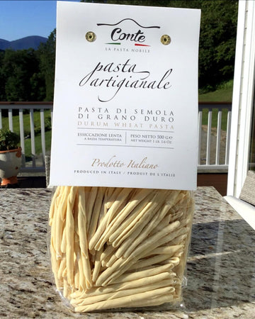 Conte Maccheroni Calabrese Pasta - Artisanal Durum Wheat Blend, 500g (17.6 oz) - Imported from Italy, High Protein, Tubular Shape