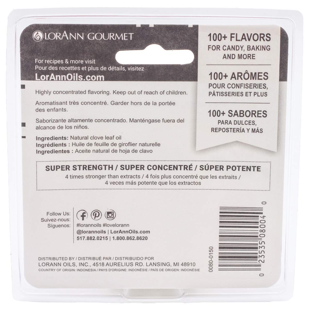 Lorann Clove Leaf Oil Ss Natural Flavor, 1 Dram Bottle (.0125 Fl Oz - 3.7Ml - 1 Teaspoon) Twin Pack Blistered